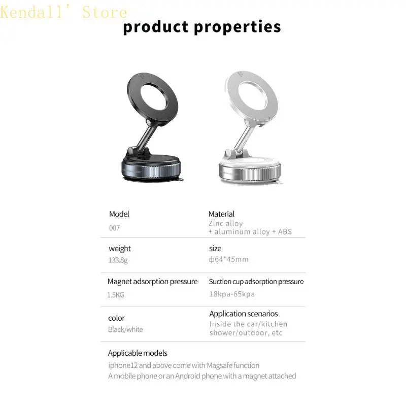 Foldable Magnetic Phone Holder with Vacuum Adsorption